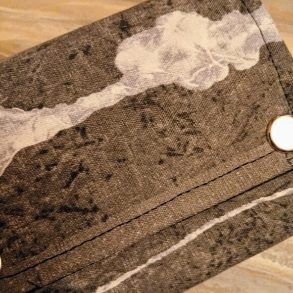 New Clutch Wristlet Wallet Abstract Clouds Gray Black Snap Trifold Zippy Pouch - Picture 5 of 5